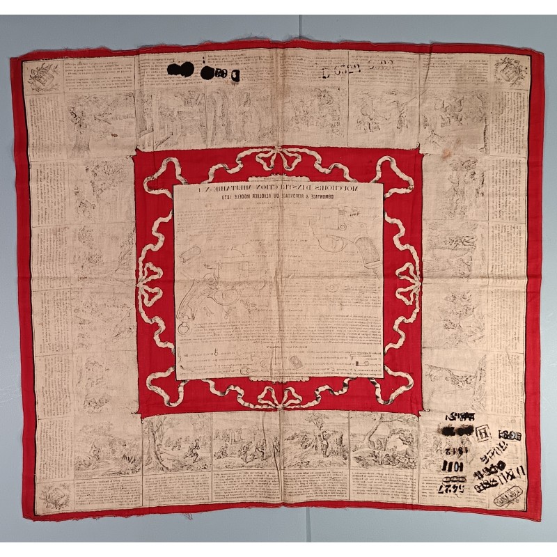 MOUCHOIR D'INSTRUCTION MILITAIRE N° 1 DEMONTAGE & REMONTAGE DU REVOLVER 1873 REGIMENTE DU 50 INFANTERIE DE LIGNE